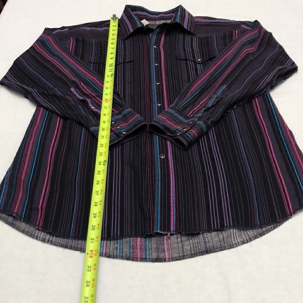 Vintage panhandle slim fit mens long sleeve. Western stripe size 17X35 - Picture 8 of 10